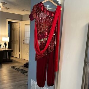 Algy Women’s Red Velvet Sequin Dance Costume Cosplay Size Adult Large Dancewear